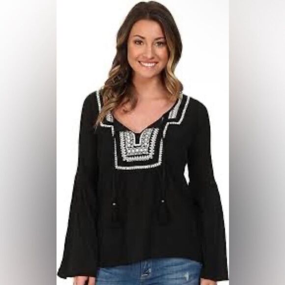 Billabong Black Boho Top Sandy Dayz Medium New - Picture 2 of 6